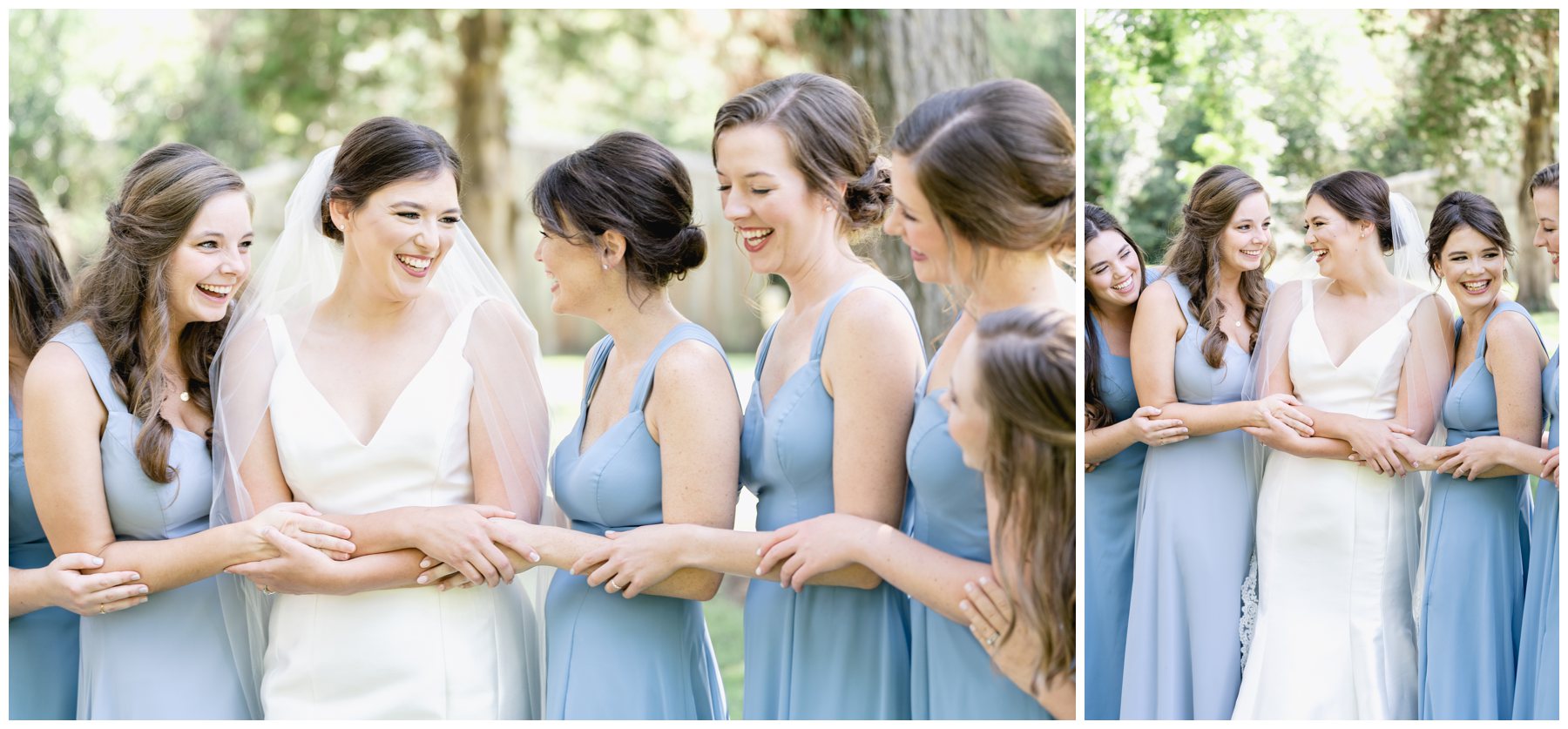 close up of bride and bridesmaids,