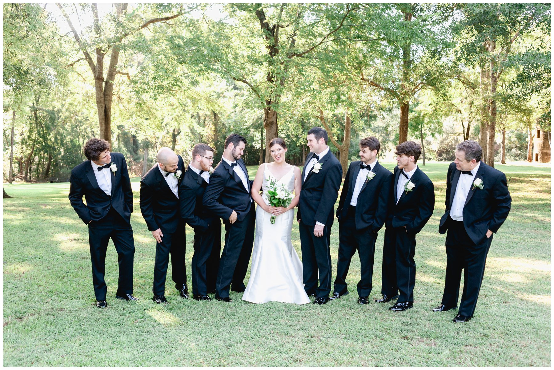 bride with groomsmen in Lowndesboro AL,